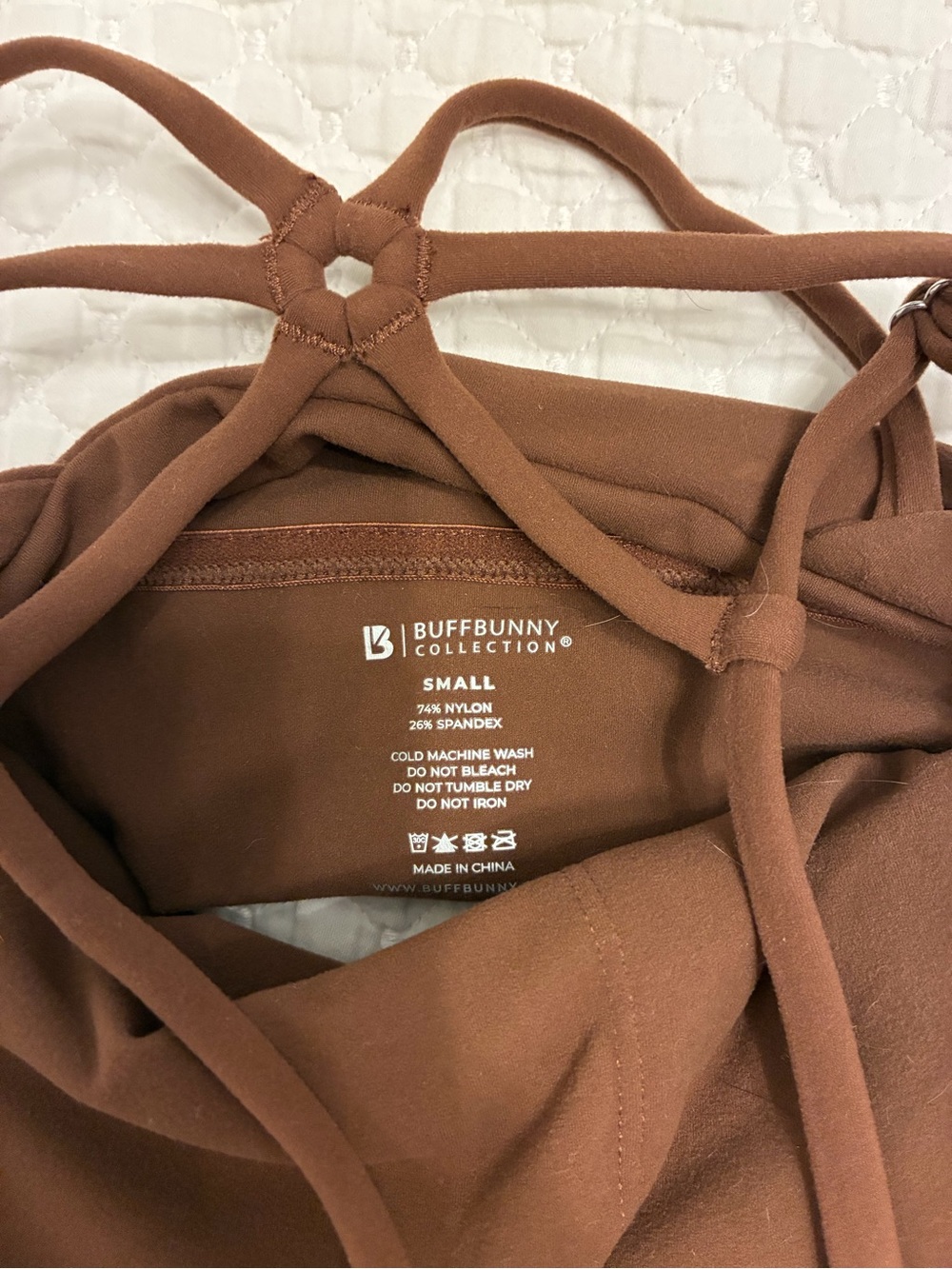 BuffBunny Brown Strappy Sports Bra with Decorative Back Detail - Picture 3 of 3